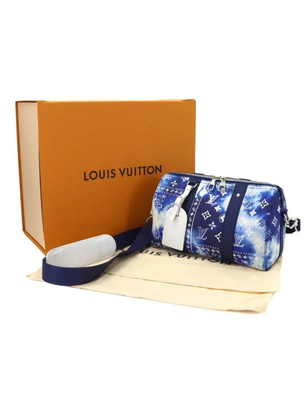 Louis Vuitton Monogram Bandana City Keepall Shoulder Bag Blue White